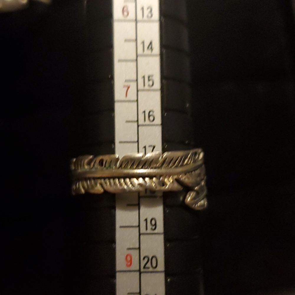 🐺Sterling silver feather band ring - Picture 3 of 3